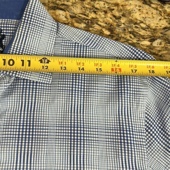 English Laundry Cotton Blend Blue Plaid Button Down Shirt Size M - Picture 11 of 14
